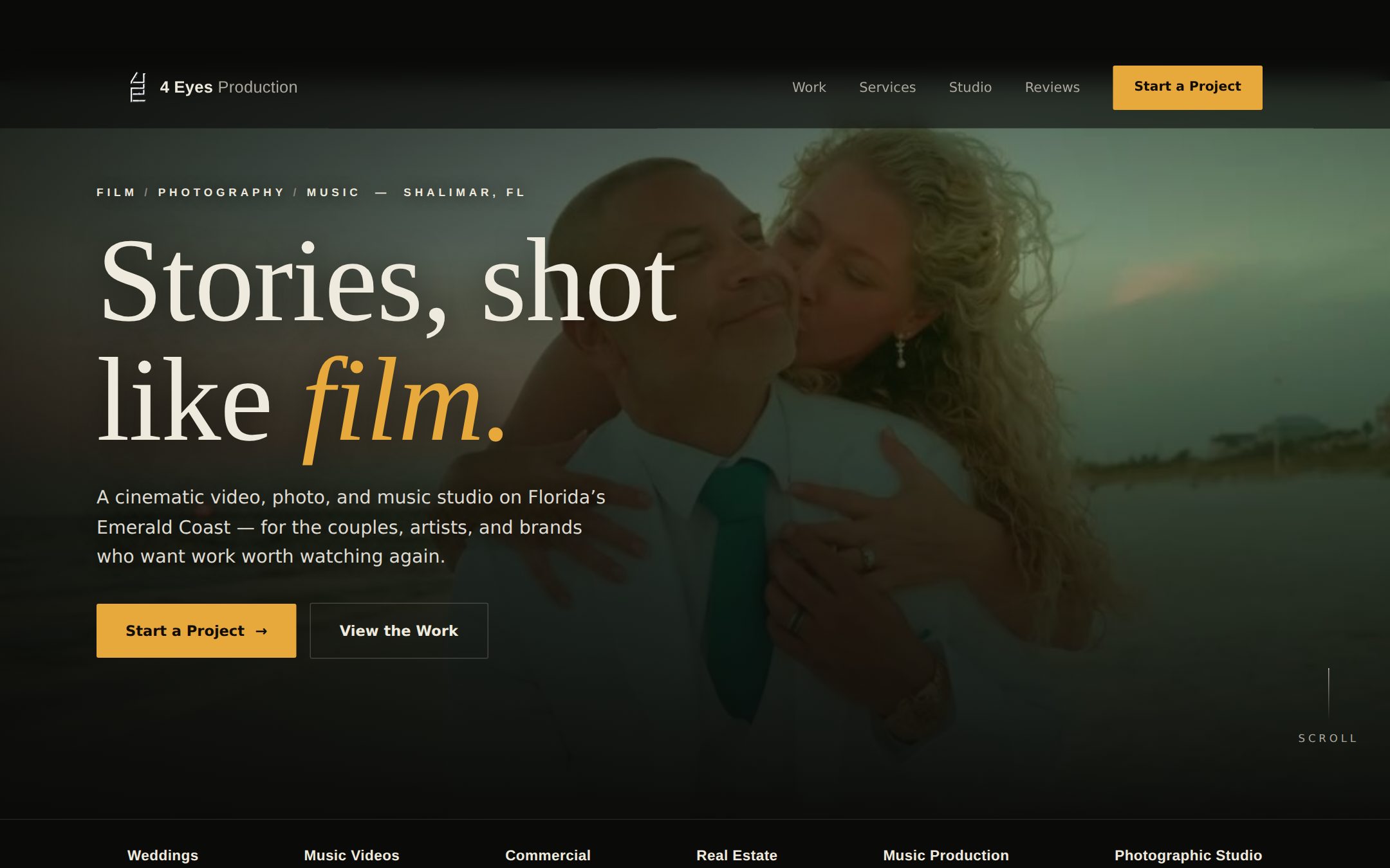 4 Eyes Production cinematic studio website by The Clifton Agency
