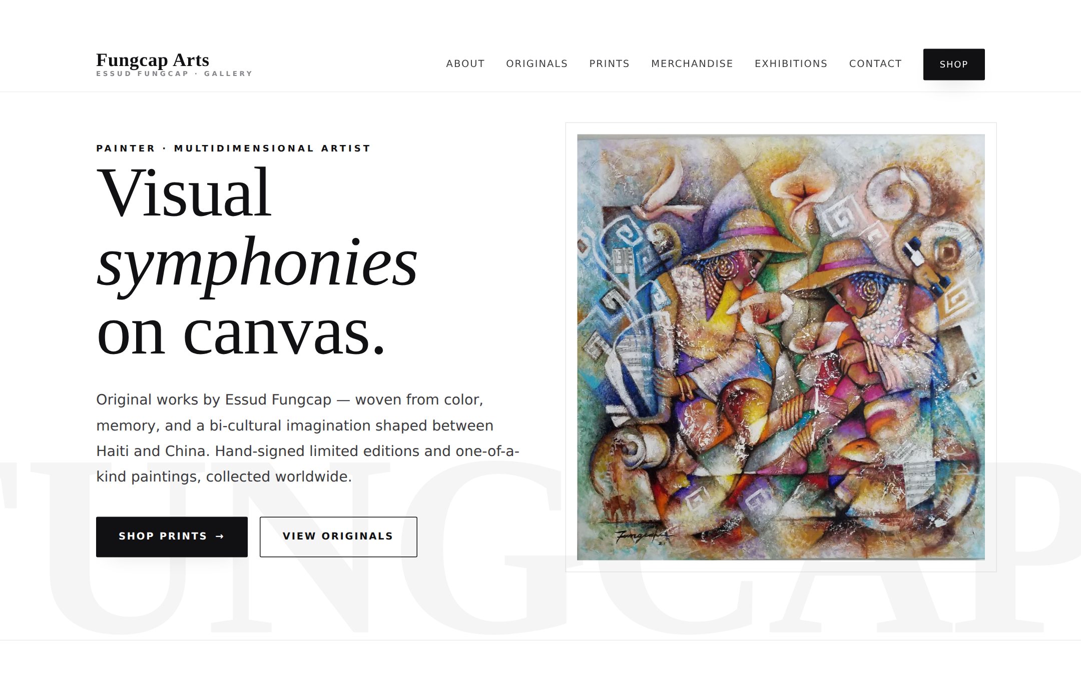 Fungcap Arts online gallery and store by The Clifton Agency